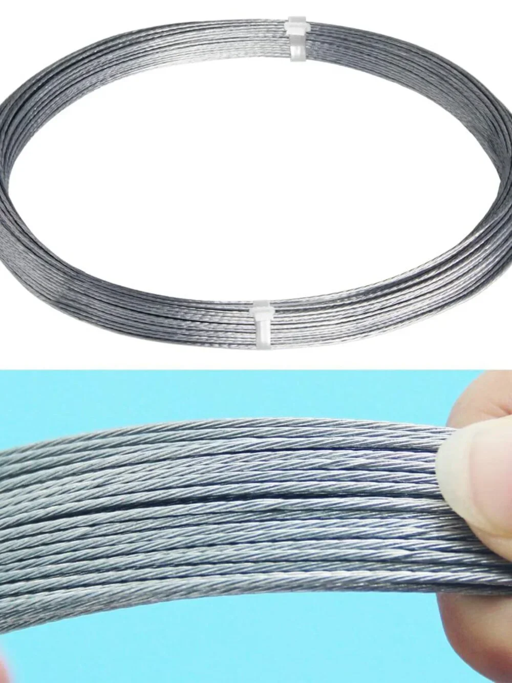 Cerpourt Picture Hanging Wire #2 50-Feet Braided Silver Steel Wire Supports up t